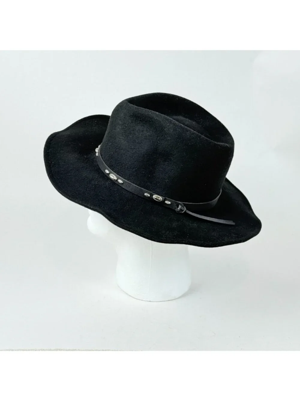Outback Double S Wool Felt Hat Black Medium Cowboy Western Studded Hatband